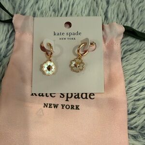 Brand new Kate Spade Gold and White Floral Hoop Drop Earrings